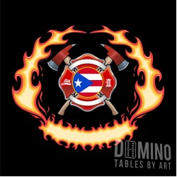 T071 Flaming Firefighter Shield and PR Flag